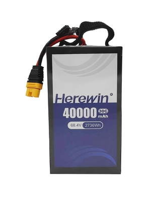 18S1P 40000mAh 헤리윈 소프트팩 드론 배터리 팩 68.4V 30C 스프레이어 UAV 배터리