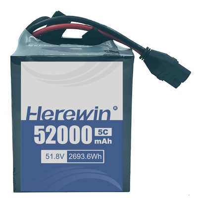 51.8V 전압과 CAN 통신 포트를 갖춘 52000mAh 반탄력 배터리